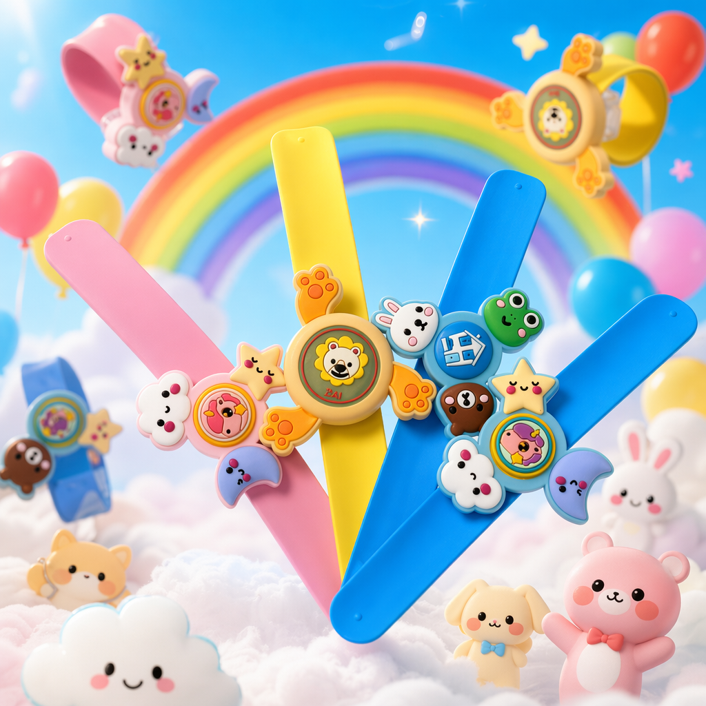 Colorful children's wristband toys with cartoon animal stars and moon decorations Specification image