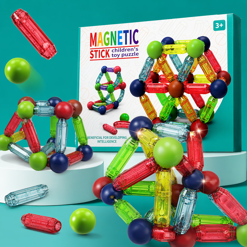 Colorful magnetic rod toy box Children's educational building block set Specification image