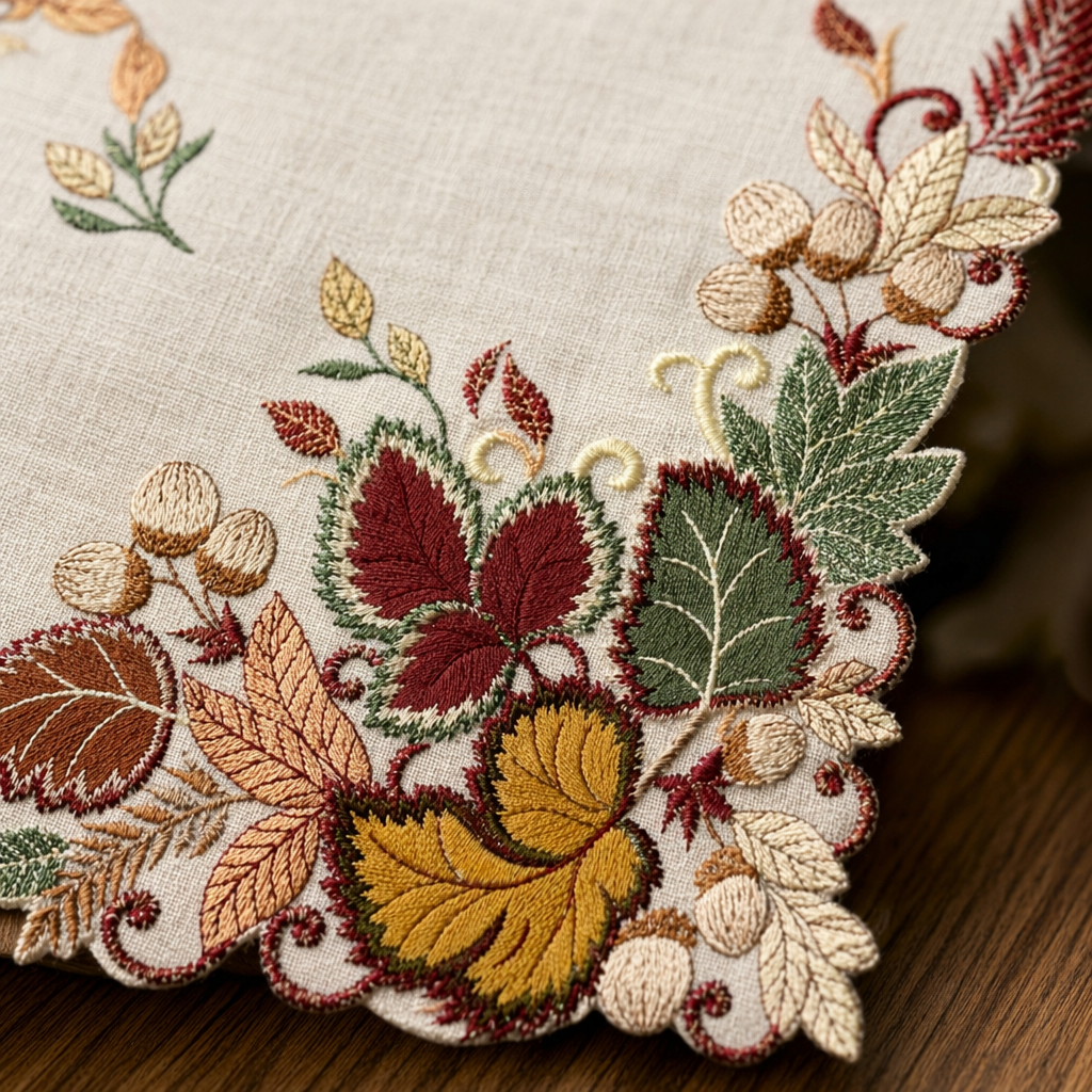 Autumn leaf-patterned cotton and linen tablecloth, Nordic-style living room dining table decoration fabric Application Scenario