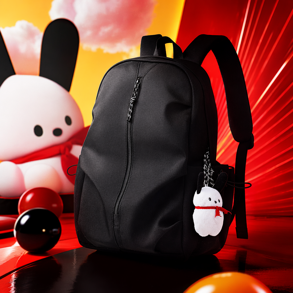 Black wear-resistant nylon commuting backpack, lightweight and large-capacity, specially designed for students and office workers Specification image