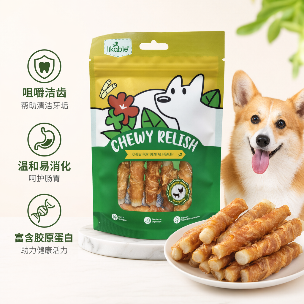 鸡肉绕蛋白棒宠物零食天然无添加狗狗猫咪磨牙洁齿