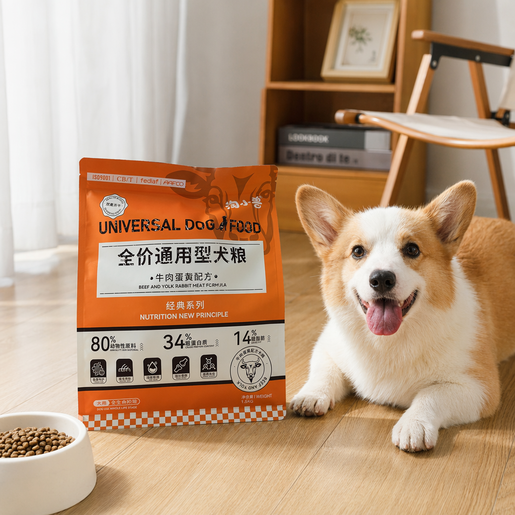 Orange packaged imported natural dog food, full price, specially designed for adult dogs with balanced nutrition details Picture