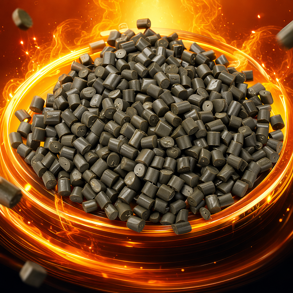 Grayish-green granular plastic particles are general engineering plastic raw materials made of PP and PE materials Specification image