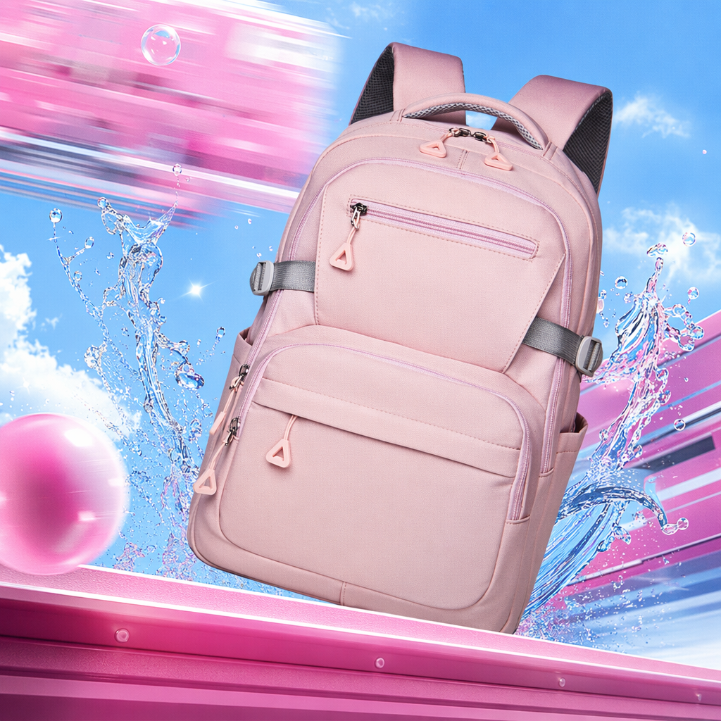 This pink backpack is a fashionable, lightweight and large-capacity student commuting and leisure backpack Specification image