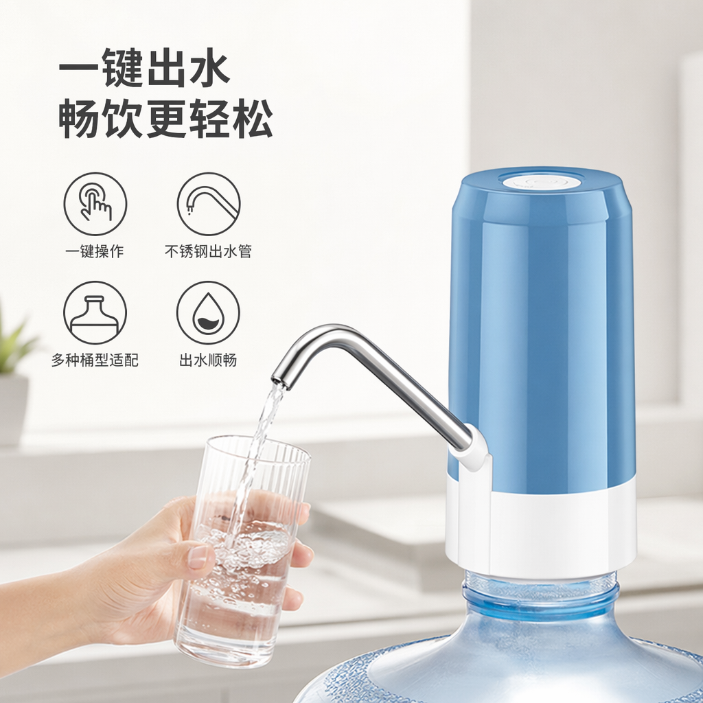 Black and blue electric water pumps, household silent self-priming water pumps, rechargeable portable full image