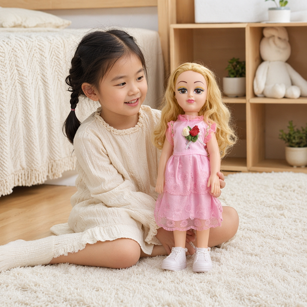 The new pink doll-style dress for women's summer is A sweet A-line dress that is fashionable and versatile details Picture