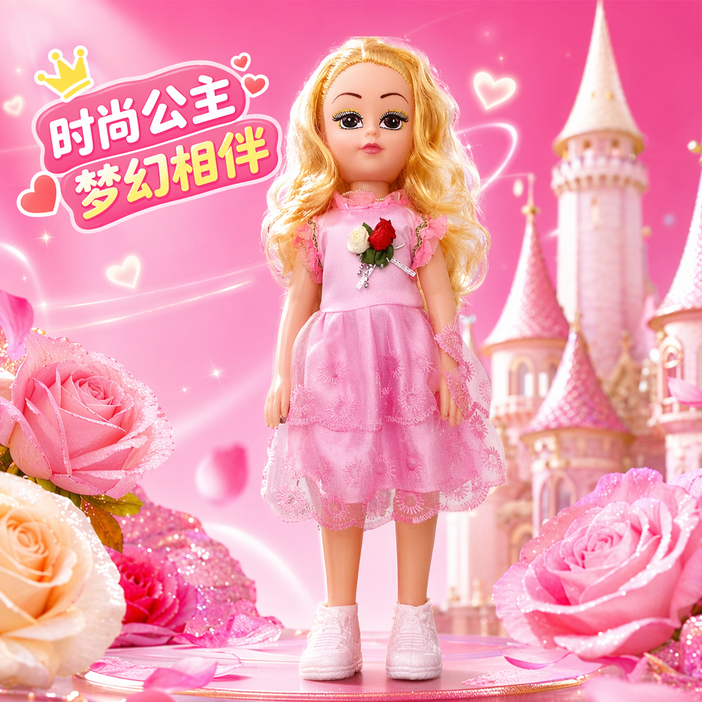The new pink doll-style dress for women's summer is A sweet A-line dress that is fashionable and versatile Specification image