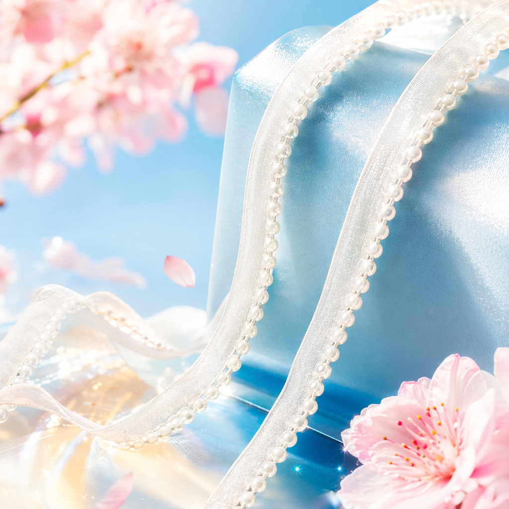 Pearl and ribbon decoration, hair accessories, gift packaging, DIY materials, lace Specification image