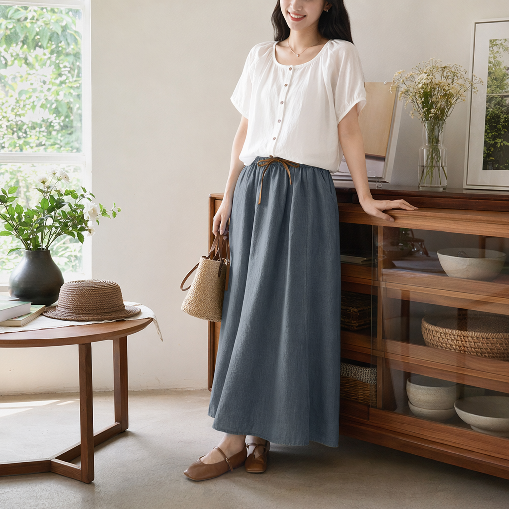 A new summer grey long dress for women, a slimming A-line dress with a slim and form-fitting mid-length design details Picture