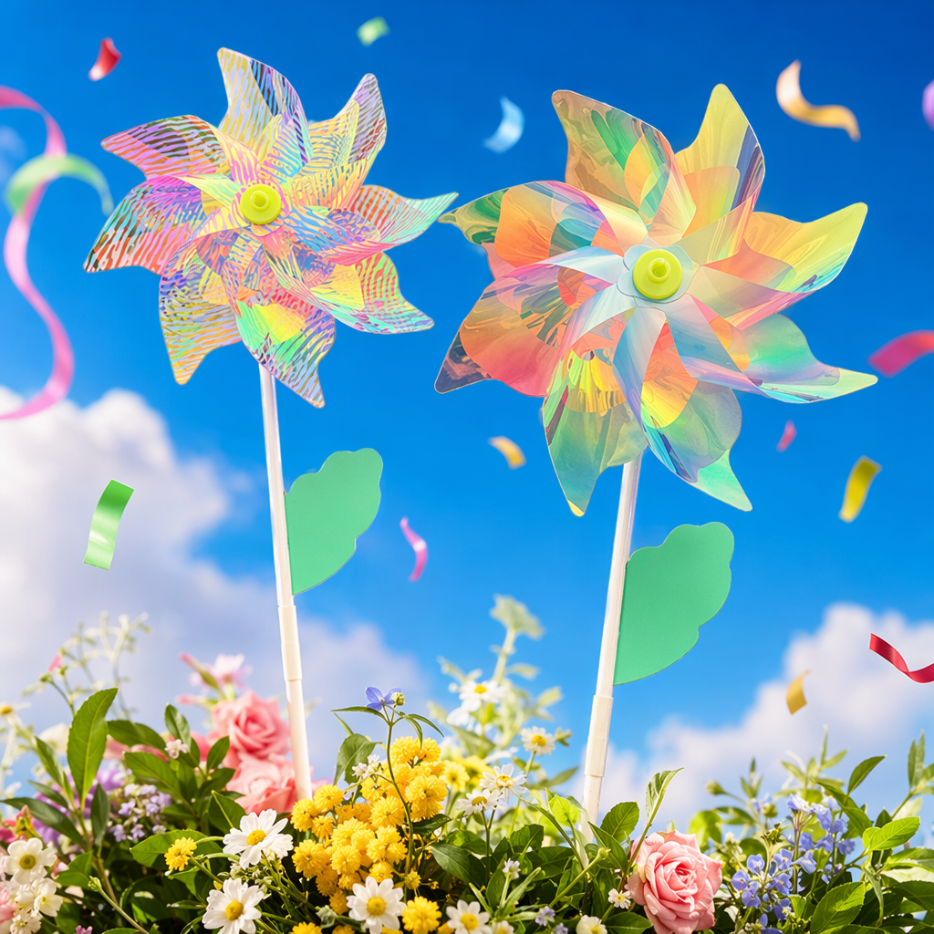 Colorful windmill toys, children's educational outdoor rotating toys, made of safe and environmentally friendly materials Specification image