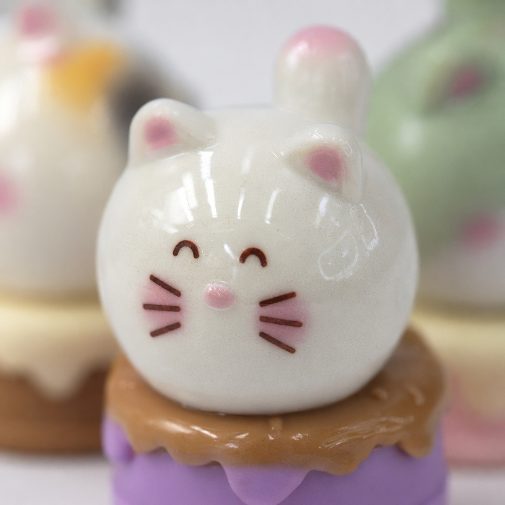 Five colorful cat-shaped dessert ornaments and creative home decoration items Specification image
