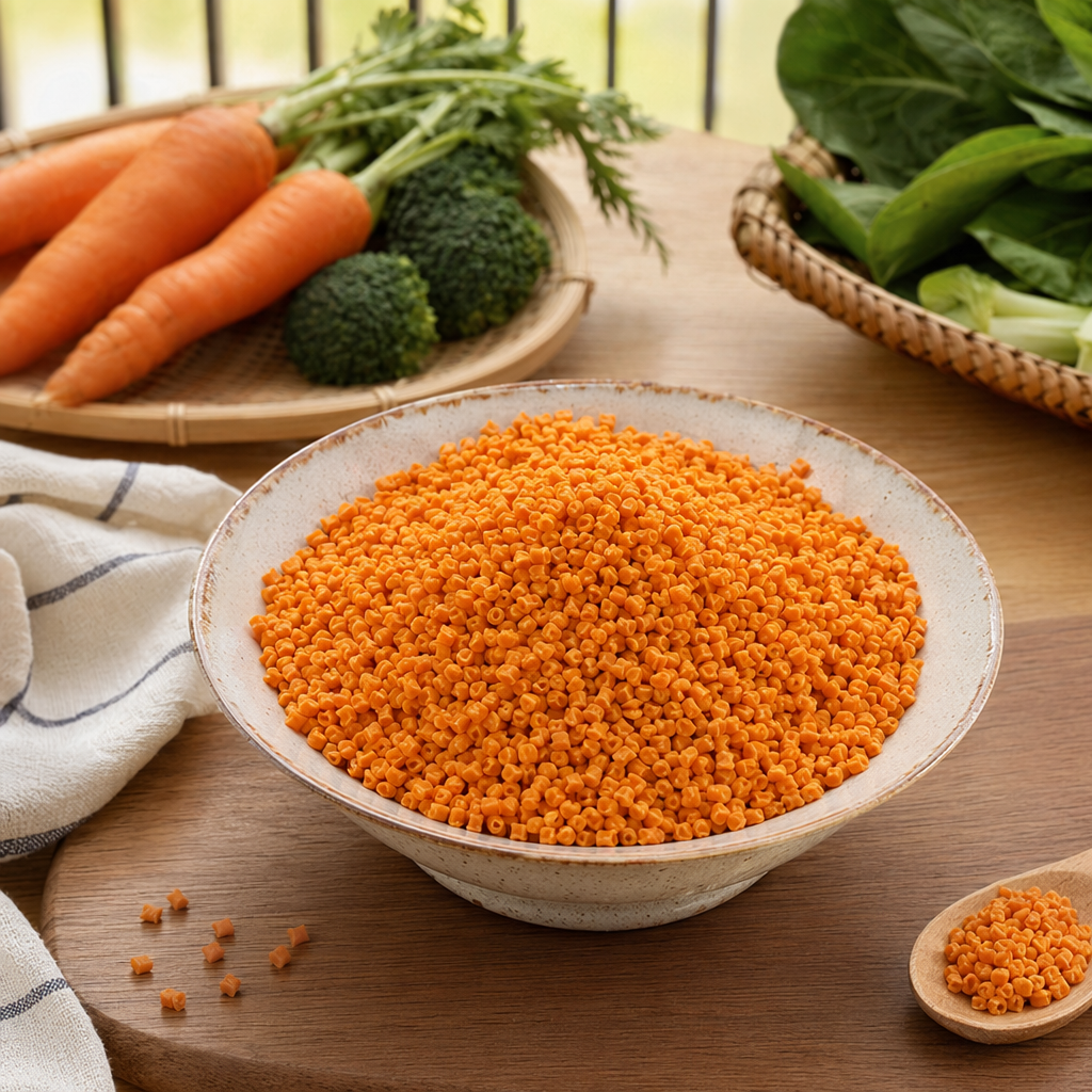Orange granular plastic particles, universal injection molding raw material PP PE material, customizable color details Picture