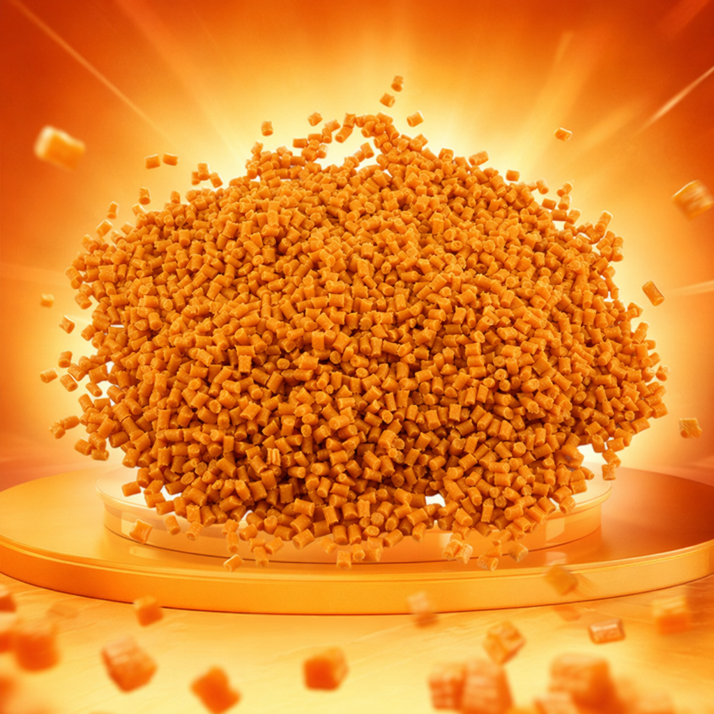 Orange granular plastic particles, universal injection molding raw material PP PE material, customizable color Specification image