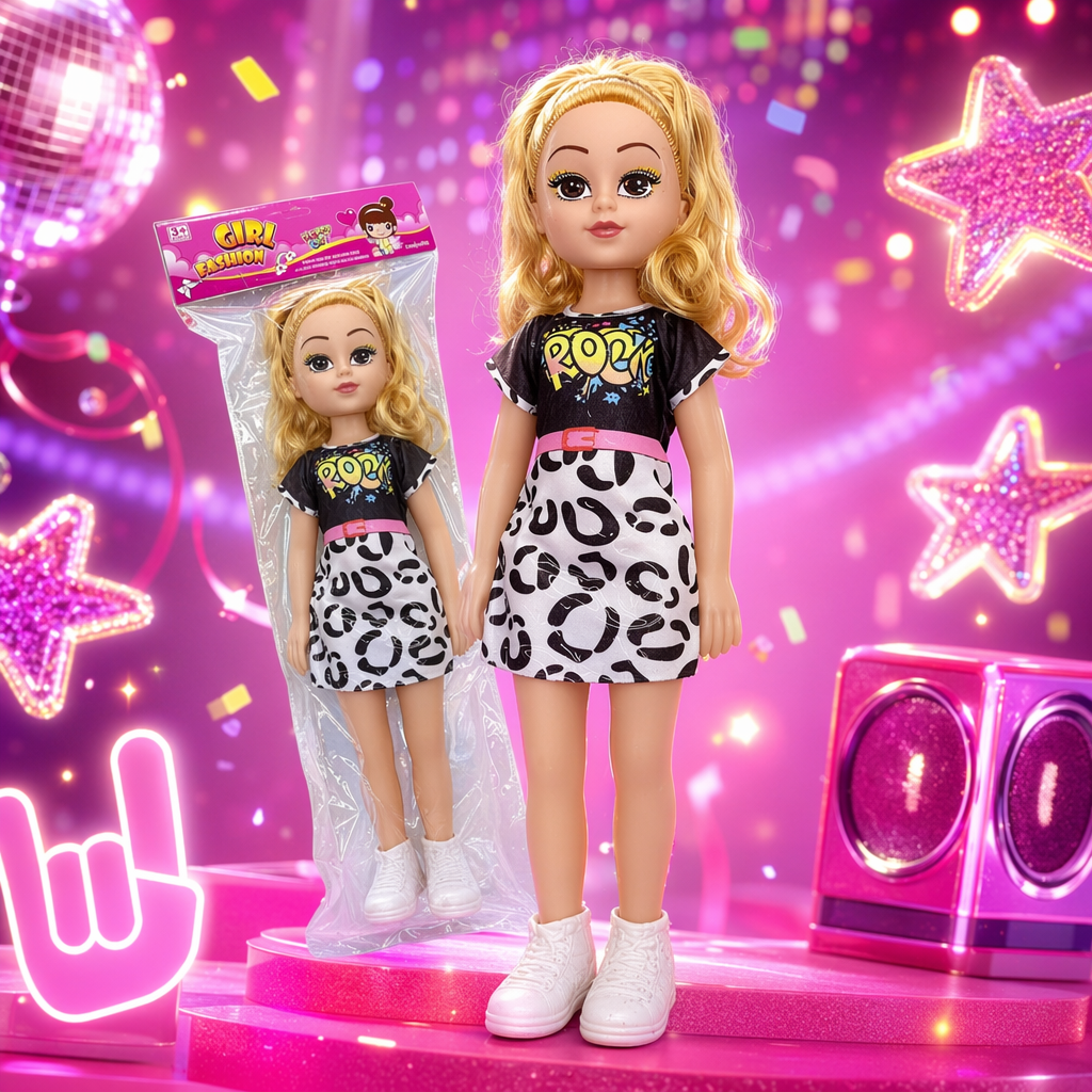 Golden curly leopard print dress doll plush toy home decoration item Specification image