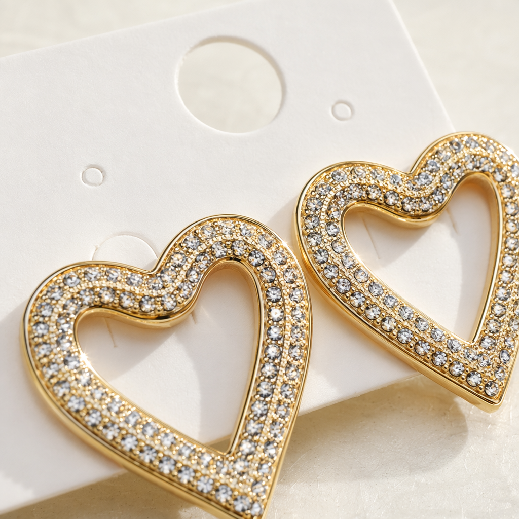 Golden heart-shaped oval diamond earrings Application Scenario