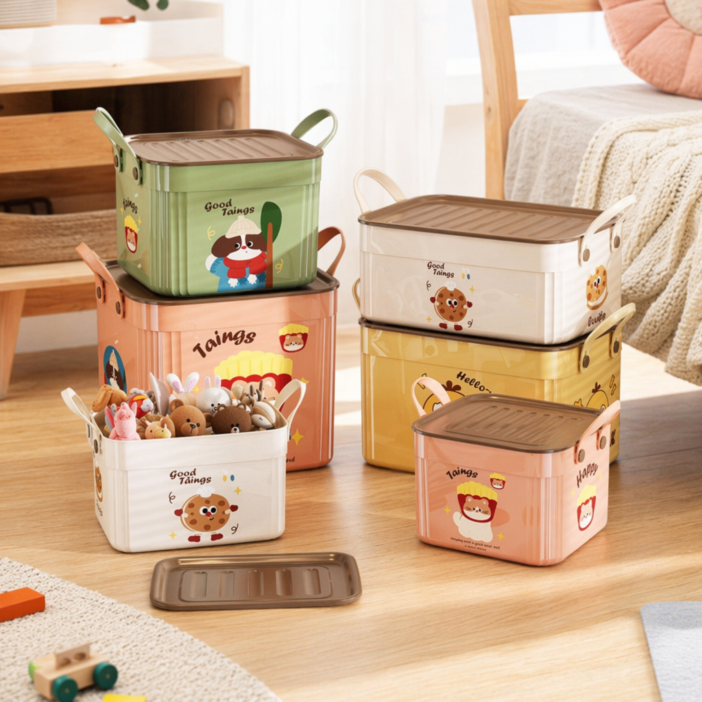 Colorful cartoon storage box, multi-functional desktop organization box, children's stationery and toy storage wonder details Picture