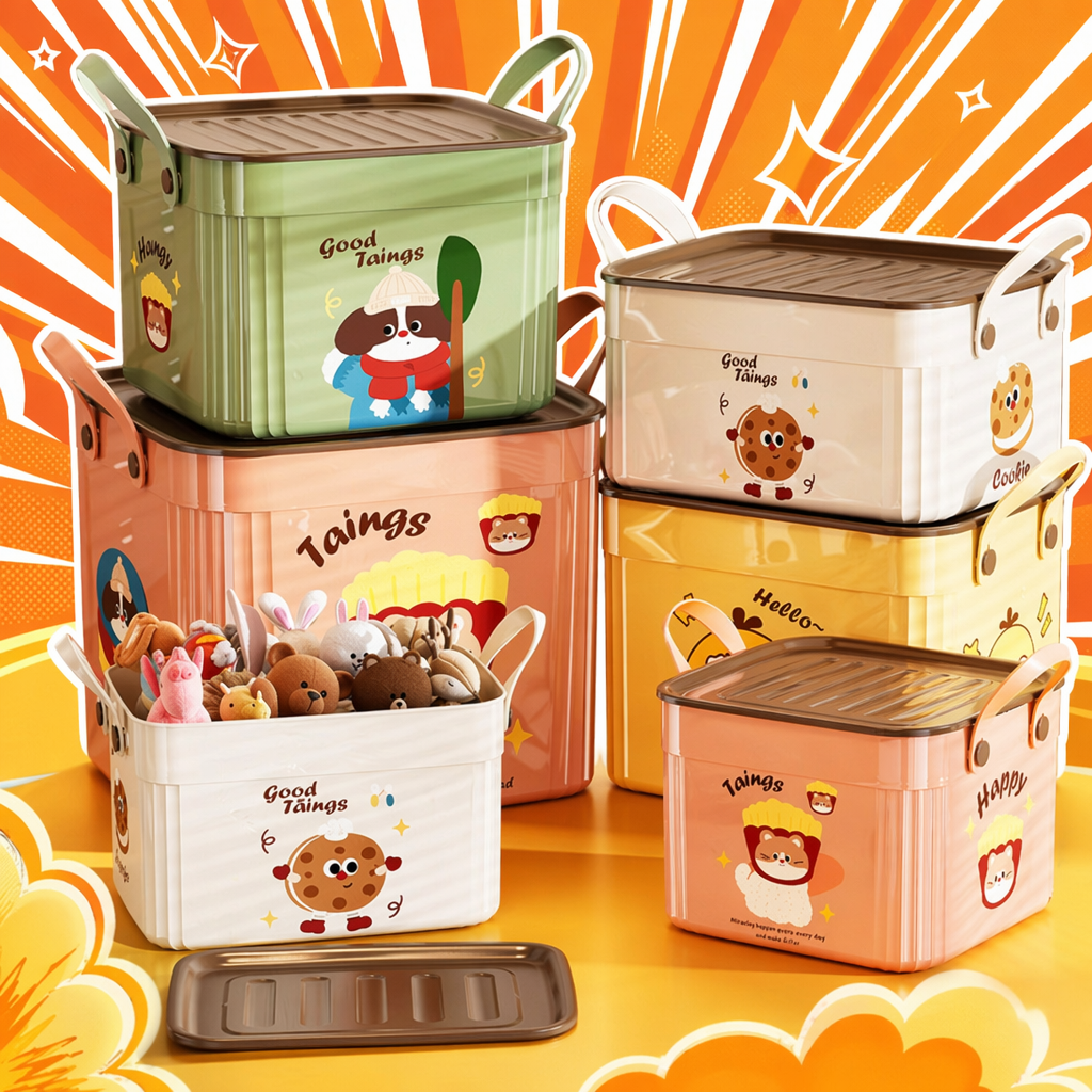 Colorful cartoon storage box, multi-functional desktop organization box, children's stationery and toy storage wonder Specification image
