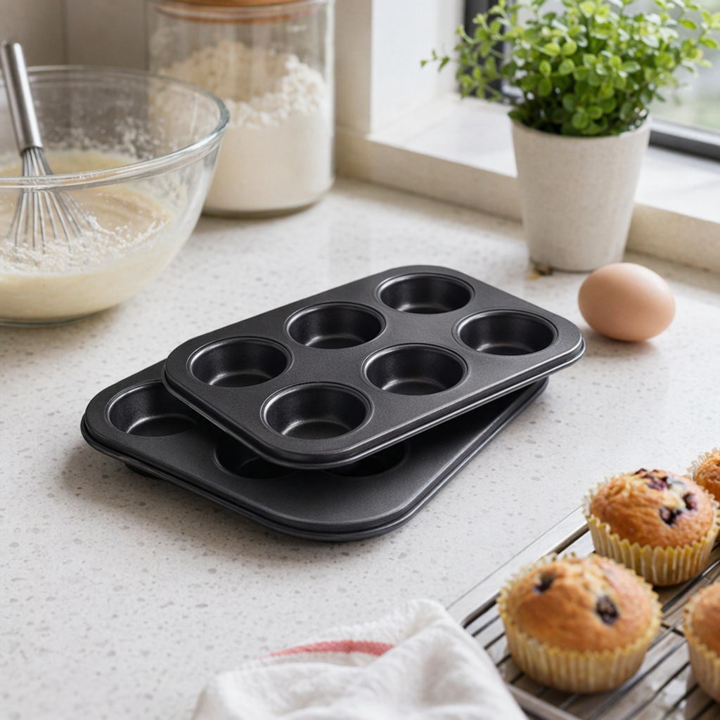 Black six-hole muffin cake mold silicone non-stick baking tool for home use details Picture