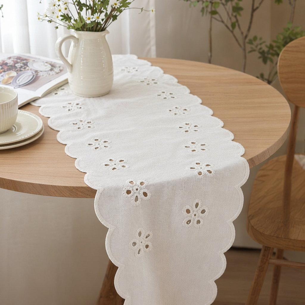 White hollowed-out lace fabric details Picture