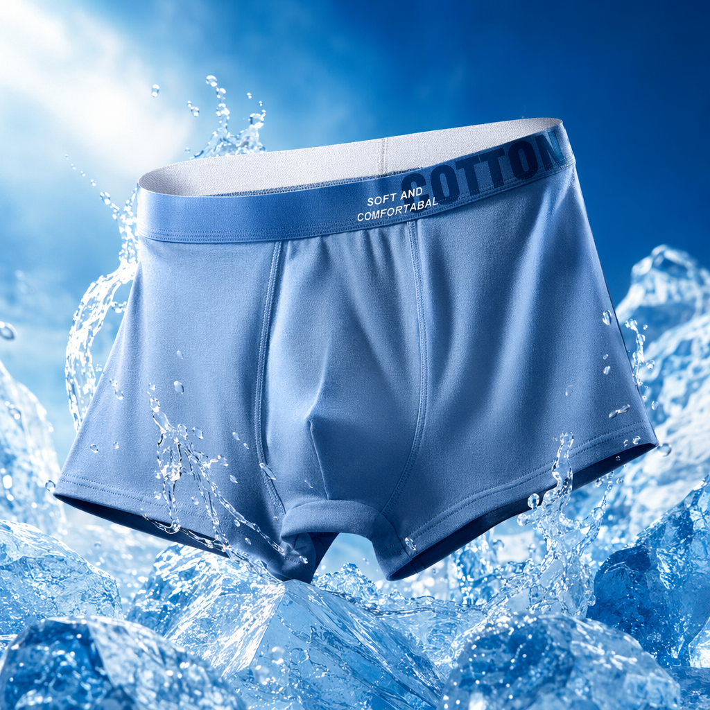Blue pure cotton men's underwear, comfortable and breathable, with flat corners at the four corners Specification image