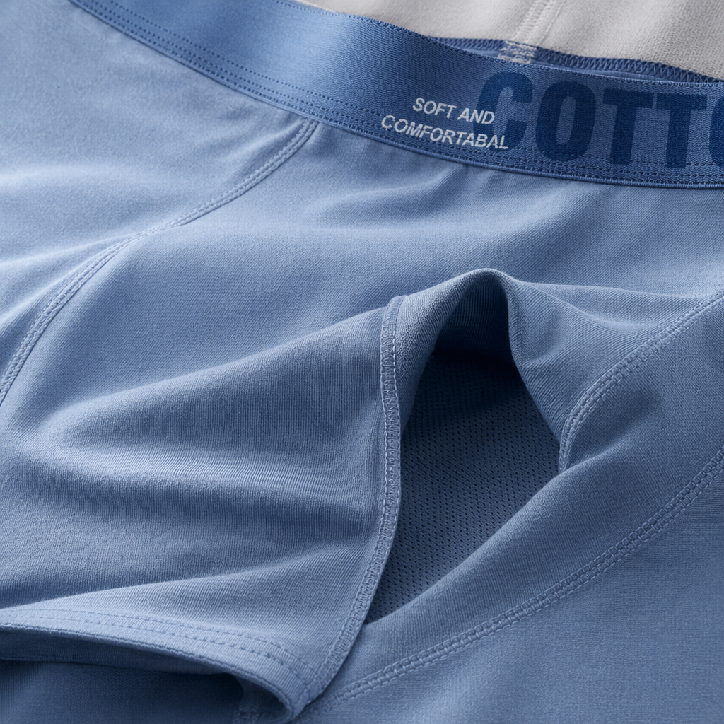 Blue pure cotton men's underwear, comfortable and breathable, with flat corners at the four corners Application Scenario