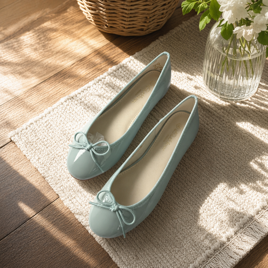 Light green ballet-style flat shoes, comfortable soft-soled women's casual single shoes details Picture