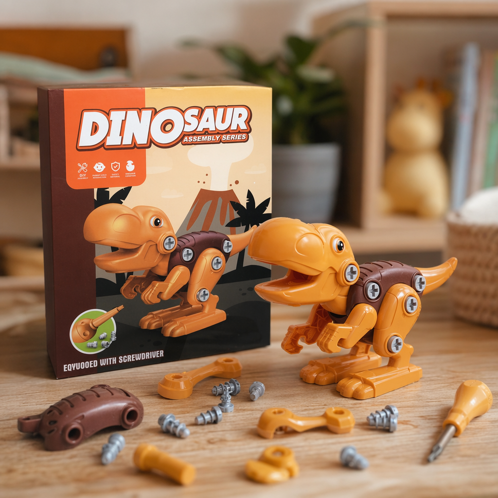 Orange Dinosaur Assembly Toy Box Children's Educational Building Block Set details Picture