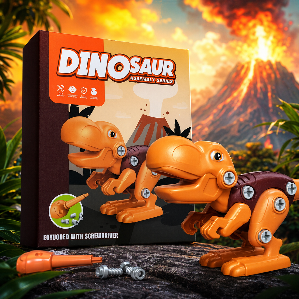Orange Dinosaur Assembly Toy Box Children's Educational Building Block Set Specification image