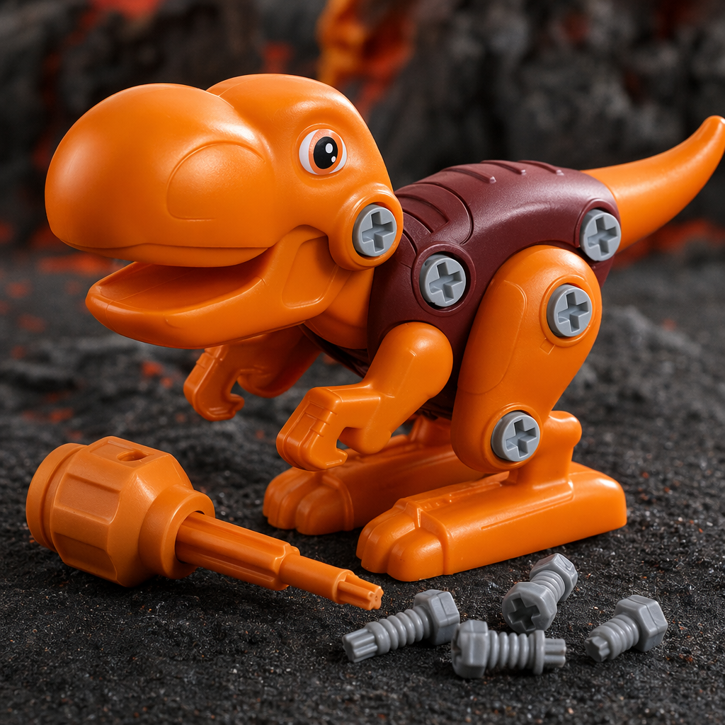 Orange Dinosaur Assembly Toy Box Children's Educational Building Block Set Application Scenario