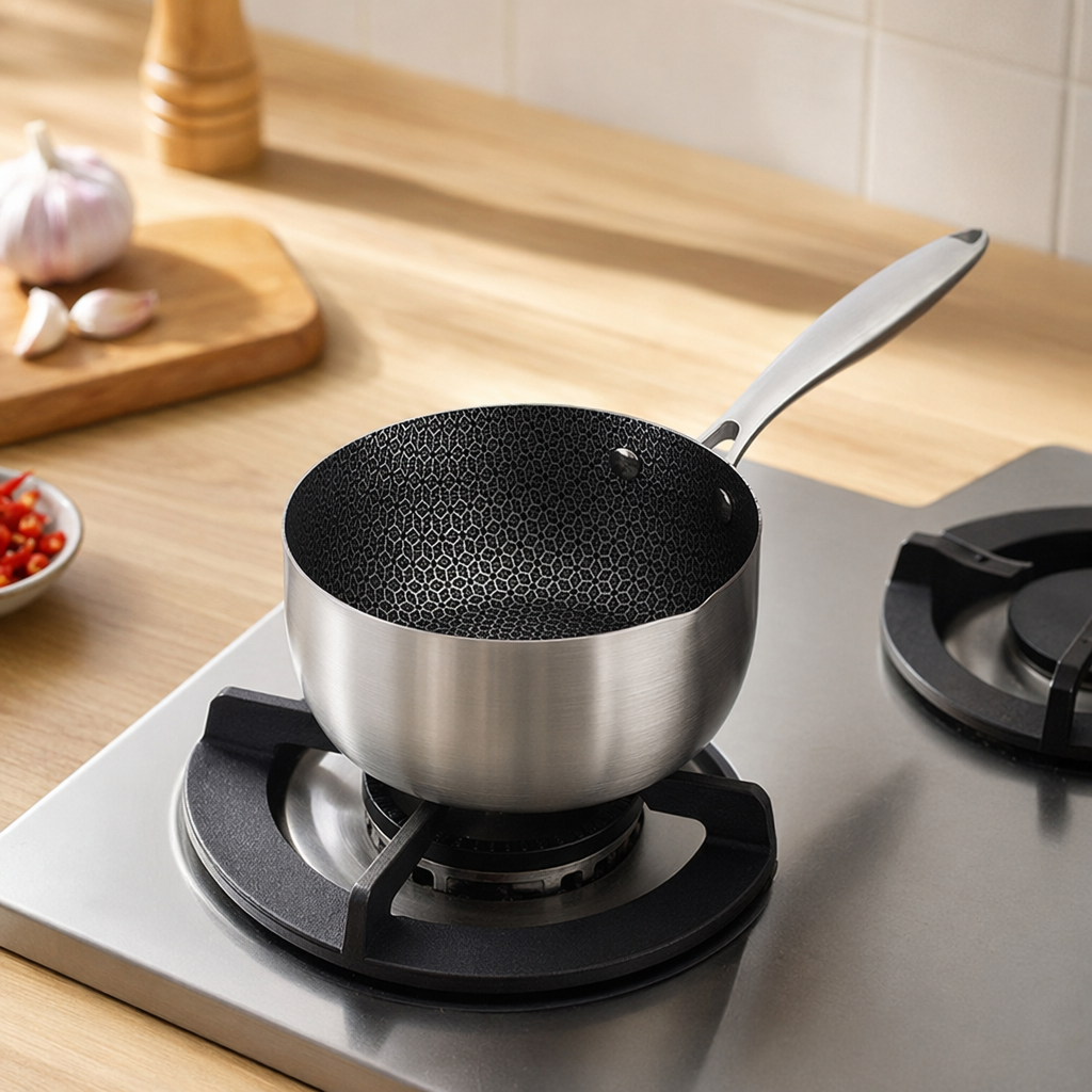 Silver small pot, black honeycomb inner pot, non-stick frying and stir-frying pot, household mini stewing pot details Picture
