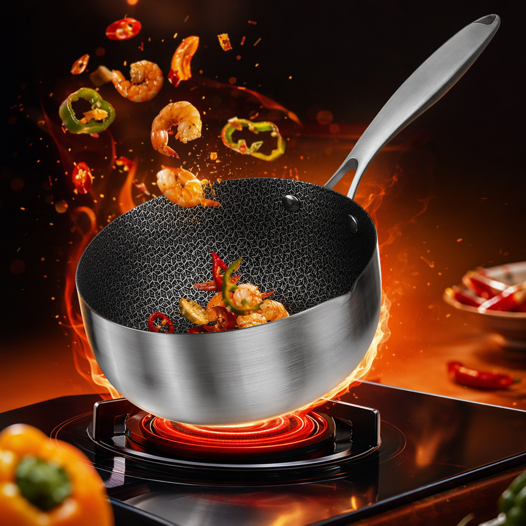Silver small pot, black honeycomb inner pot, non-stick frying and stir-frying pot, household mini stewing pot Specification image