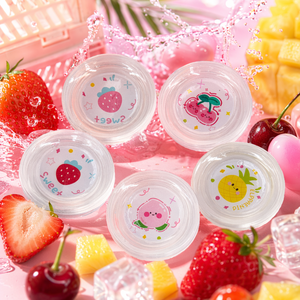 Colorful fruit patterned transparent small round plates for home creative tableware dessert plating Specification image