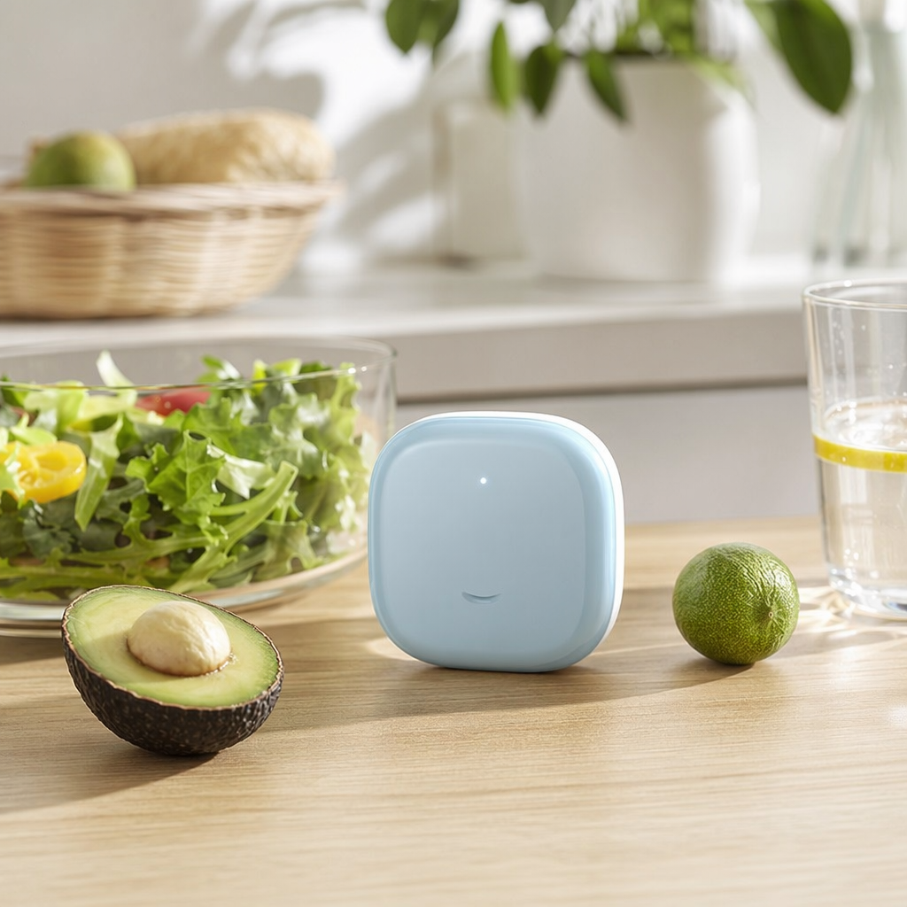 The light blue circular smart device home decoration piece is suitable for various scenarios details Picture
