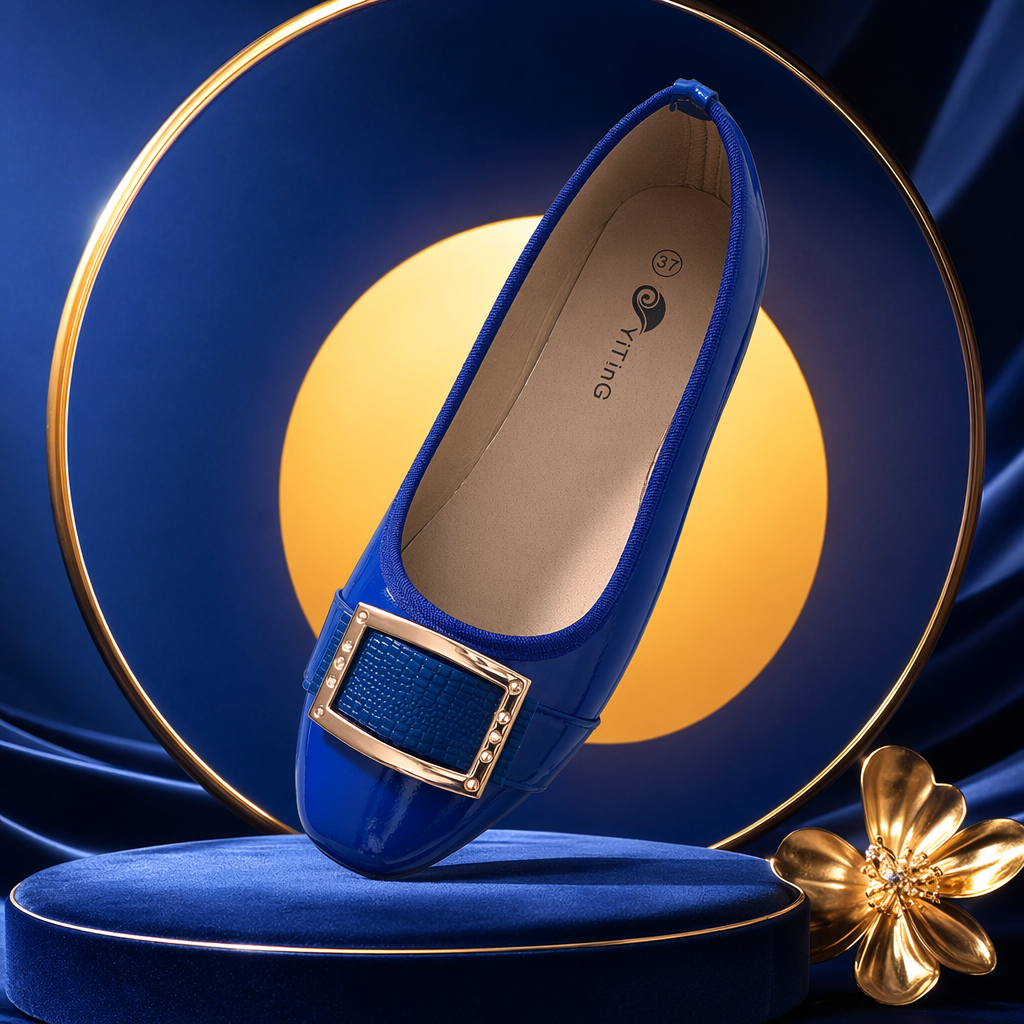 Blue flat shoes are casual and versatile for women. They have soft soles that are anti-slip and comfortable for daily wear Specification image