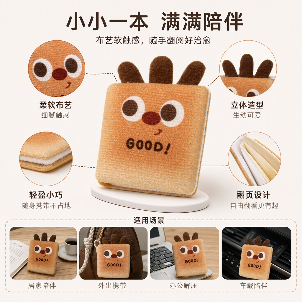 橙色饼干造型毛绒玩偶可爱萌趣家居摆件