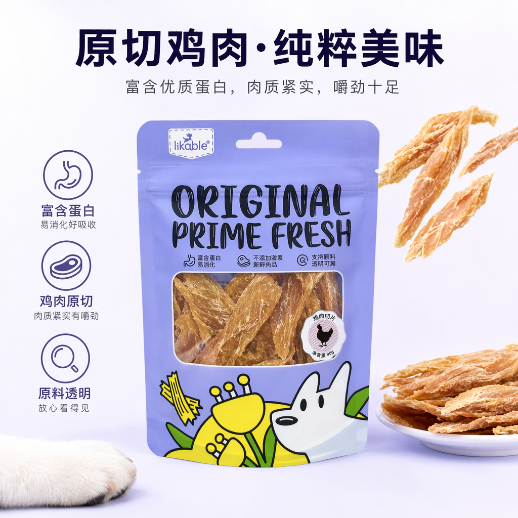 薄切鸡肉片宠物零食鸡肉干磨牙洁齿狗狗猫猫通用