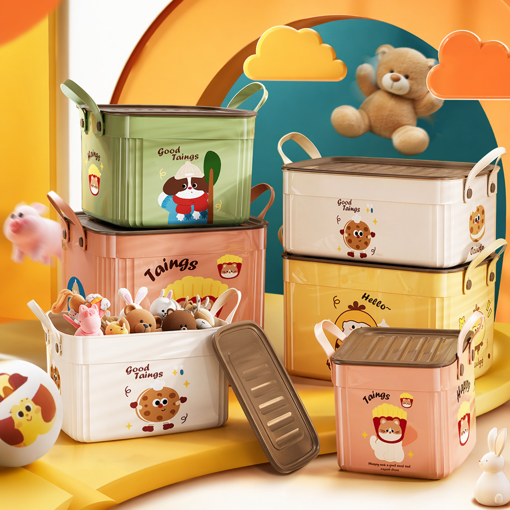 Colorful cartoon storage box, children's home organizing box, multi-functional storage box Specification image