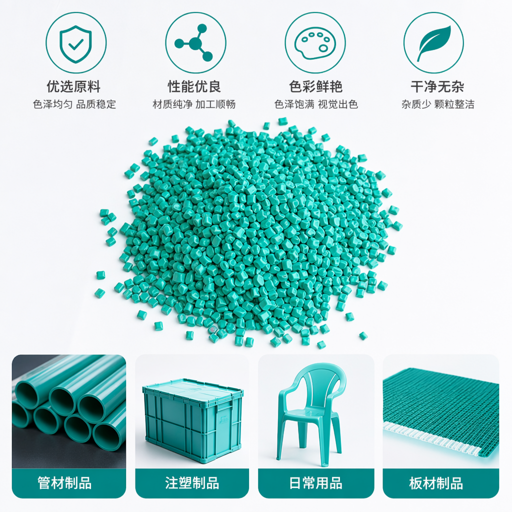 青绿色塑料颗粒工业级原料环保无毒PP材质