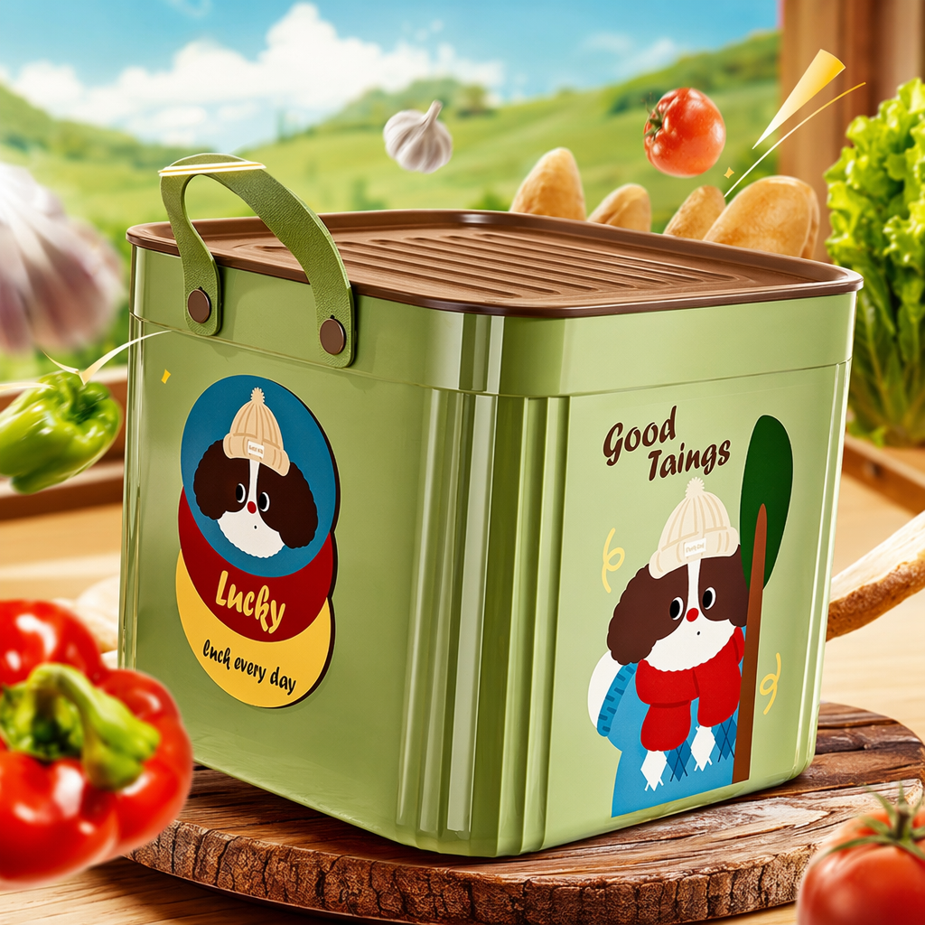 Green square covered storage box for home organization and storage, simple and environmentally friendly plastic Specification image