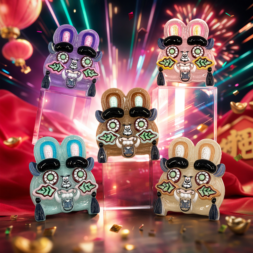 Colorful rabbit mask decorative items, children's party decoration, home creative desktop display Specification image