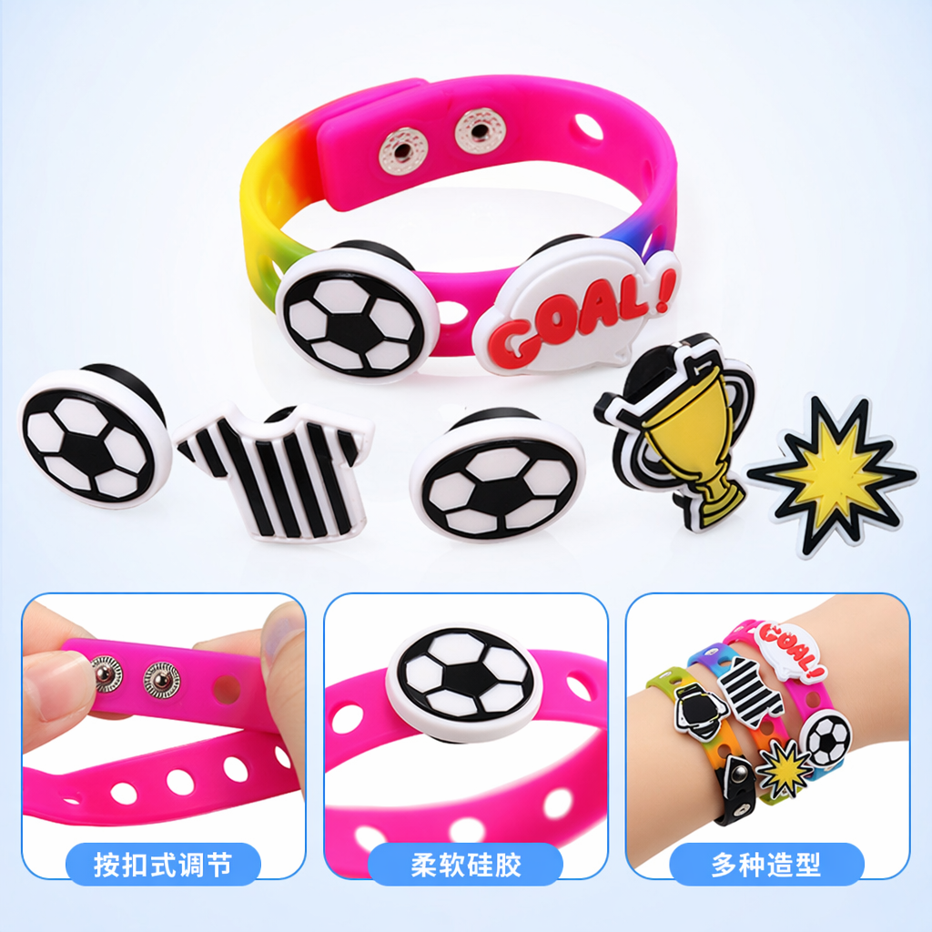 Colorful football-themed wristband, fashionable and sporty style, suitable for both men and women, elastic woven style full image