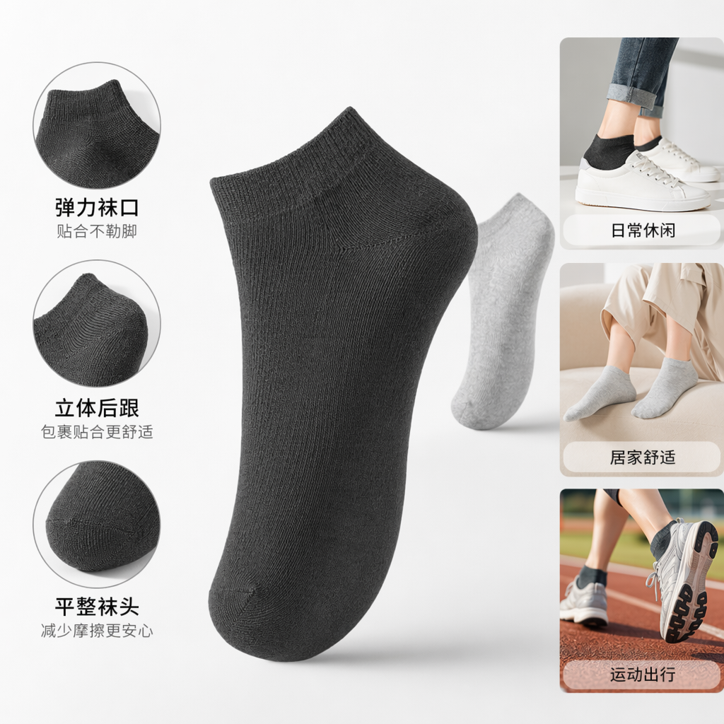 深灰色网眼透气夏薄款短筒袜