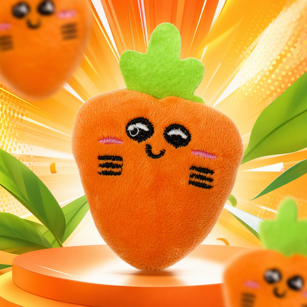 A cute cartoon plush toy in the shape of an orange carrot as a decorative item Specification image