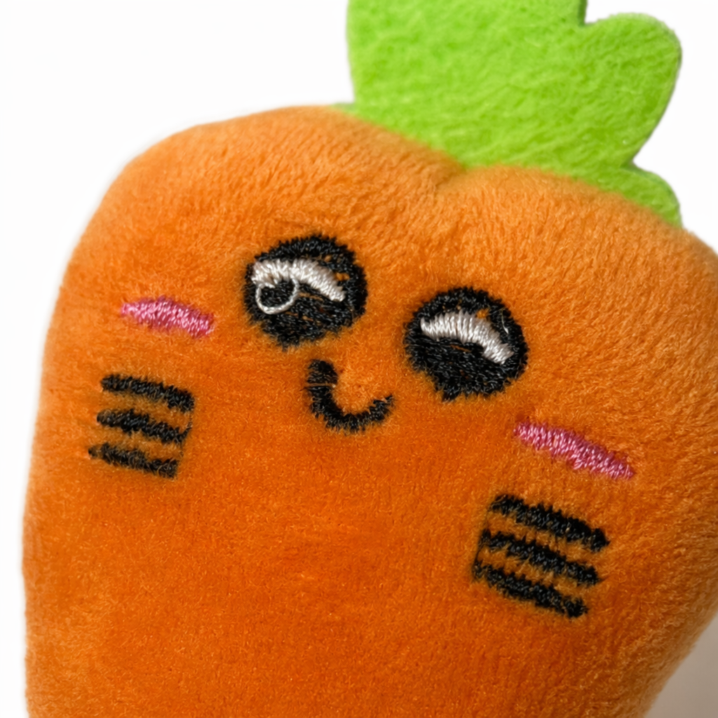 A cute cartoon plush toy in the shape of an orange carrot as a decorative item Application Scenario