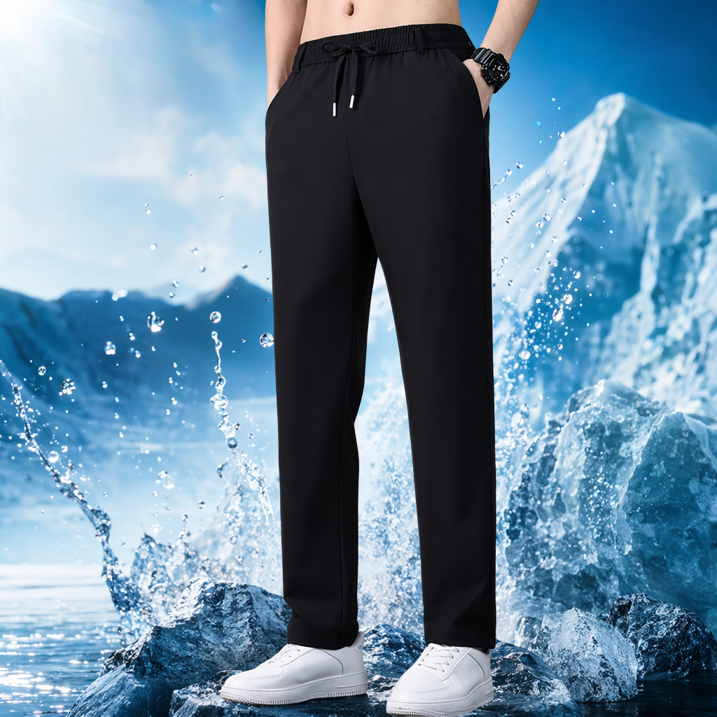 Black casual pants for men, slimming and shaping, versatile pure cotton straight-leg trousers Specification image