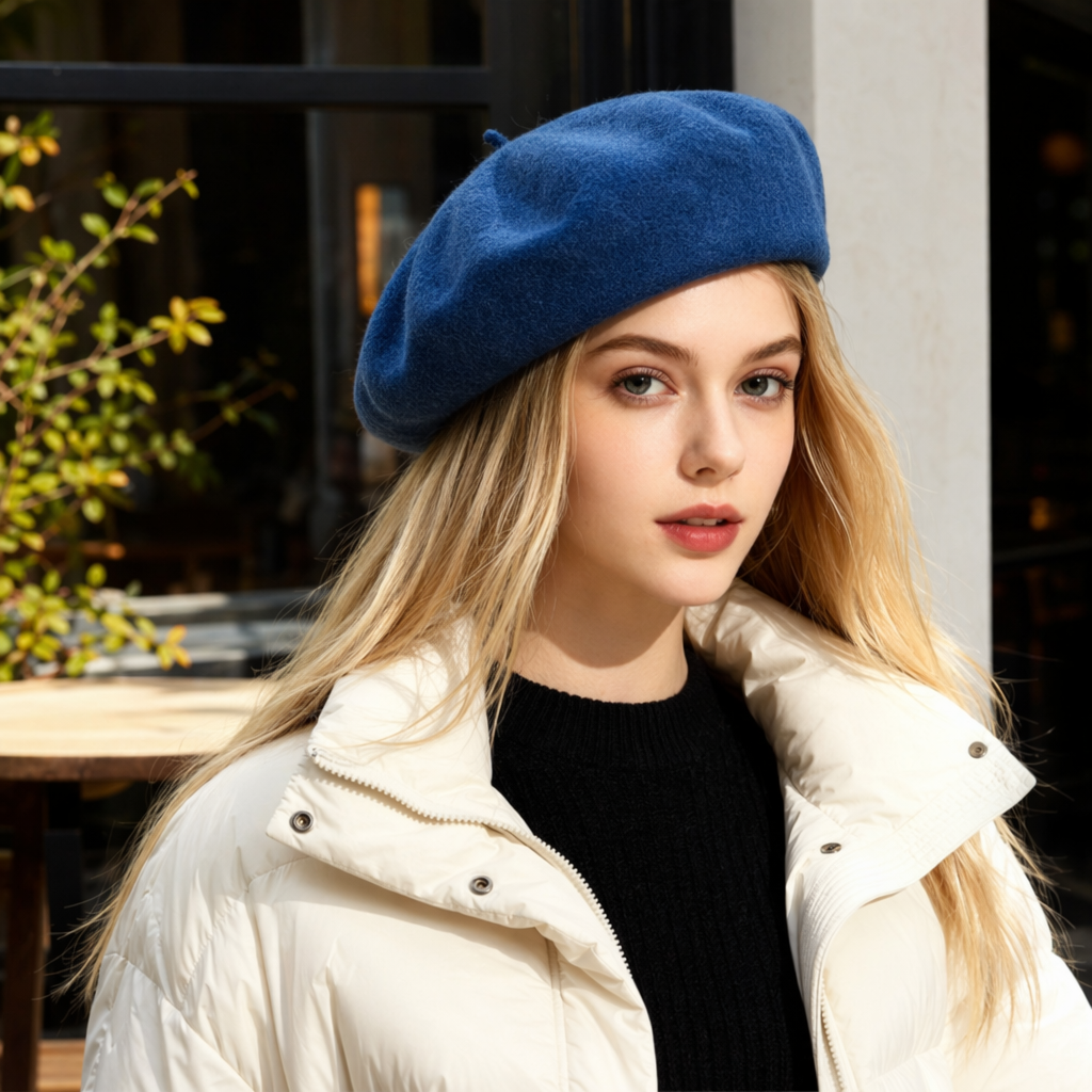 In-stock autumn and winter alpaca beret for women, Korean style, versatile and face-enhancing small woolen top hat, cross-border hat, women's woolen beret, retro British woolen knitted painter hat, adult autumn and winter warm hat details Picture