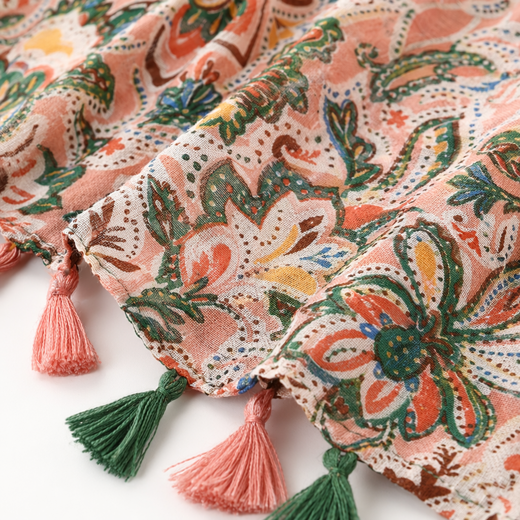 Colorful floral pattern scarves are warm in autumn and winter. Pure cotton knitted scarves are fashionable and versatile for women Application Scenario
