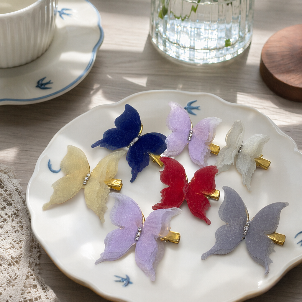 Colorful butterfly hair clips made of Korean alloy are light, anti-slip and won't damage your hair. They are sweet and suitable for daily wear details Picture