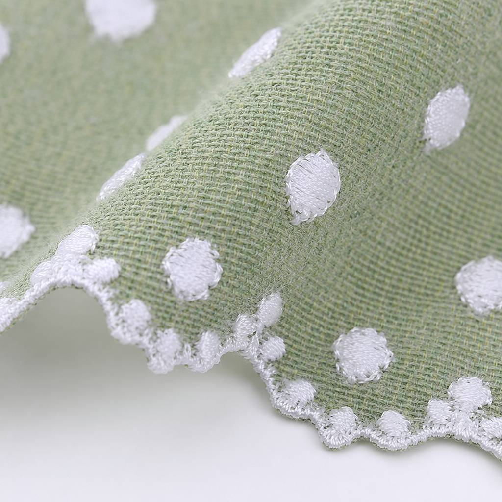 DIY hand-stitched accessories for white polka dot lace trim fabric Application Scenario