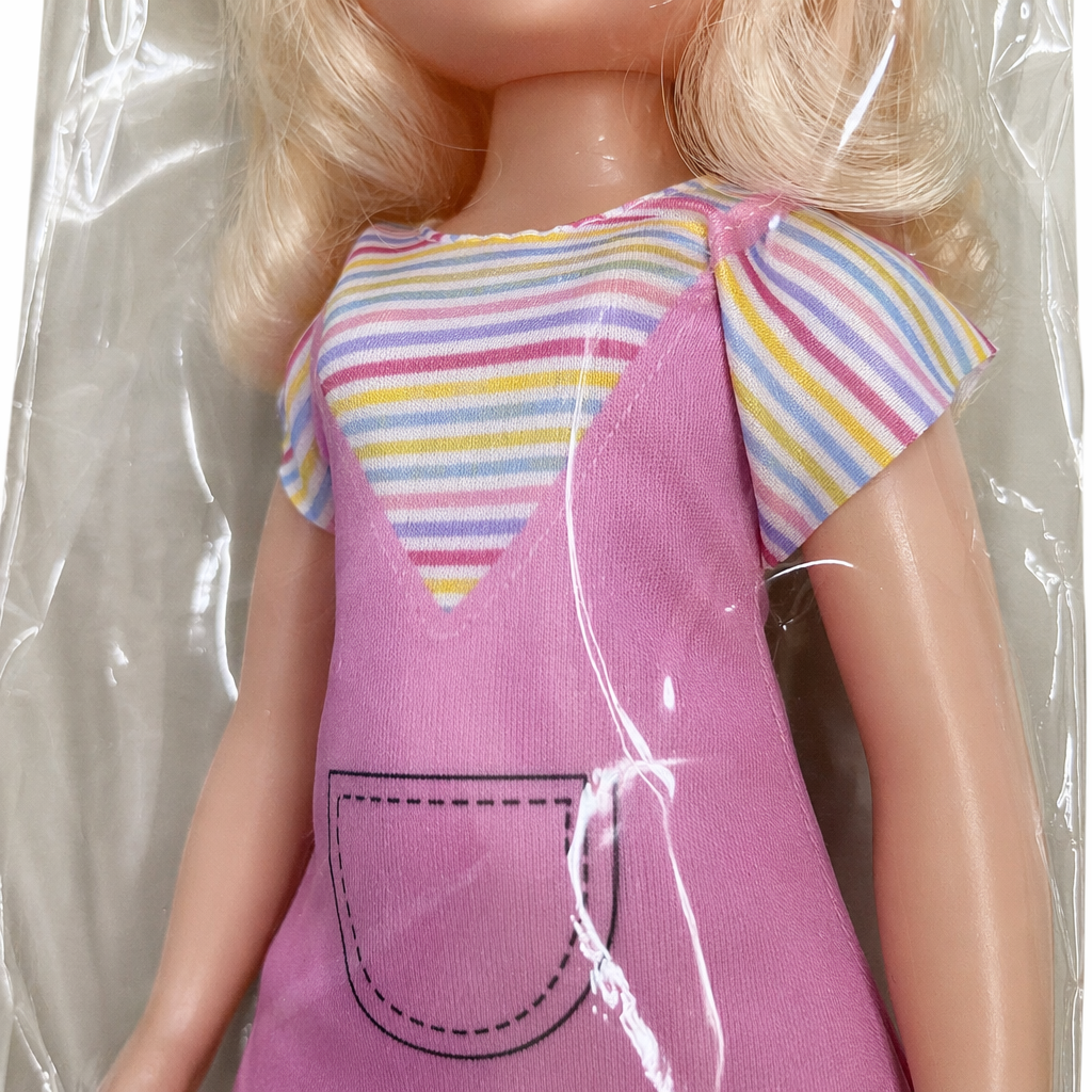 A pink packaged plastic doll of a blonde girl Application Scenario